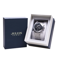 Đồng Hồ Nam JULIUS 3 máy JAH-090B JU1054 Dây Thép (Đen)