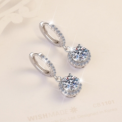Bông Tai ESME ES293ES Kim Cương Đá Moissanite Bạc 925 Xi Kim 5 lớp