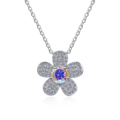 Dây Chuyền ESME ESHK038B Kim Cương Đá Moissanite Bạc 925 Xi Kim 5 lớp