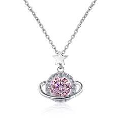 Dây Chuyền ESME ESHK077B Kim Cương Đá Moissanite Bạc 925 Xi Kim 5 lớp