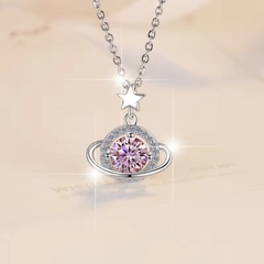 Dây Chuyền ESME ESHK077B Kim Cương Đá Moissanite Bạc 925 Xi Kim 5 lớp