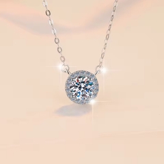Dây Chuyền ESME ESHK003B Kim Cương Đá Moissanite Bạc 925 Xi Kim 5 lớp