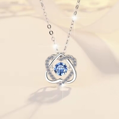 Dây Chuyền ESME ESHK047B Kim Cương Đá Moissanite Bạc 925 Xi Kim 5 lớp