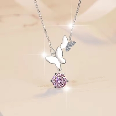 Dây Chuyền ESME ESHK079B Kim Cương Đá Moissanite Bạc 925 Xi Kim 5 lớp