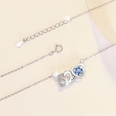 Dây Chuyền ESME ESHK040B Kim Cương Đá Moissanite Bạc 925 Xi Kim 5 lớp