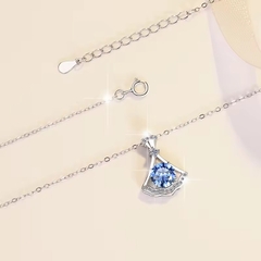 Dây Chuyền ESME ESHK037B Kim Cương Đá Moissanite Bạc 925 Xi Kim 5 lớp
