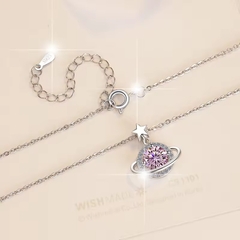 Dây Chuyền ESME ESHK077B Kim Cương Đá Moissanite Bạc 925 Xi Kim 5 lớp