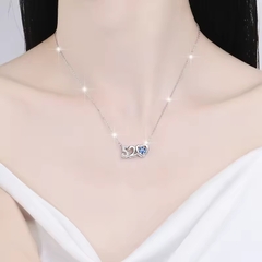 Dây Chuyền ESME ESHK040B Kim Cương Đá Moissanite Bạc 925 Xi Kim 5 lớp
