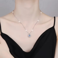 Dây Chuyền ESME ESHK049B Kim Cương Đá Moissanite Bạc 925 Xi Kim 5 lớp