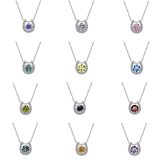 Dây Chuyền ESME ESHK053B Kim Cương Đá Moissanite Bạc 925 Xi Kim 5 lớp
