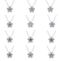 Dây Chuyền ESME ESHK038B Kim Cương Đá Moissanite Bạc 925 Xi Kim 5 lớp
