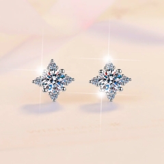 Bông Tai ESME ESES031 Kim Cương Đá Moissanite Bạc 925 Xi Kim 5 lớp