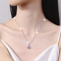 Dây Chuyền ESME ESHK077B Kim Cương Đá Moissanite Bạc 925 Xi Kim 5 lớp