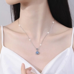 Dây Chuyền ESME ESHK030B Kim Cương Đá Moissanite Bạc 925 Xi Kim 5 lớp