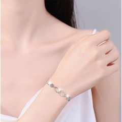 Vòng Tay ESME ESSL018C Kim Cương Đá Moissanite Bạc 925 Xi Kim 5 lớp