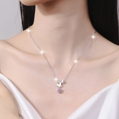Dây Chuyền ESME ESHK079B Kim Cương Đá Moissanite Bạc 925 Xi Kim 5 lớp