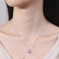 Dây Chuyền ESME ESHK074B Kim Cương Đá Moissanite Bạc 925 Xi Kim 5 lớp
