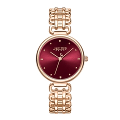 Đồng Hồ Nữ JA-1374C Julius Hàn Quốc Dây Thép (Đỏ)