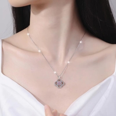 Dây Chuyền ESME ESHK061B Kim Cương Đá Moissanite Bạc 925 Xi Kim 5 lớp