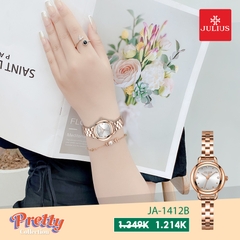 Đồng Hồ Nữ JA-1412B Julius Hàn Quốc Dây Thép  (Đồng Trắng)