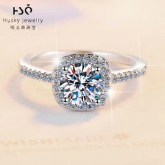 Nhẫn ESME ESJZ004 Kim Cương Đá Moissanite Bạc 925 Xi Kim 5 lớp