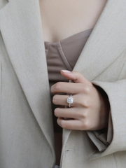 Nhẫn ESME ESJZ004 Kim Cương Đá Moissanite Bạc 925 Xi Kim 5 lớp