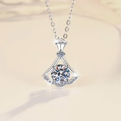 Dây Chuyền ESME ES163KC Kim Cương Đá Moissanite Bạc 925 Xi Kim 5 lớp