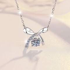 Dây Chuyền ESME ES165KC Kim Cương Đá Moissanite Bạc 925 Xi Kim 5 lớp