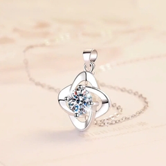 Dây Chuyền ESME ES170AKC Kim Cương Đá Moissanite Bạc 925 Xi Kim 5 lớp