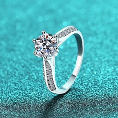 Nhẫn ESME ES178AKC Kim Cương Đá Moissanite Bạc 925 Xi Kim 5 lớp