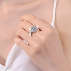 Nhẫn ESME ESJZ108 Kim Cương Đá Moissanite Bạc 925 Xi Kim 5 lớp