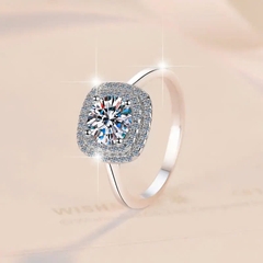 Nhẫn ESME ESJZ108 Kim Cương Đá Moissanite Bạc 925 Xi Kim 5 lớp