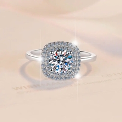 Nhẫn ESME ESJZ108 Kim Cương Đá Moissanite Bạc 925 Xi Kim 5 lớp