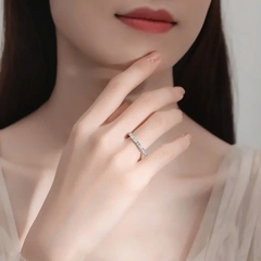Nhẫn ESME ESJZ024 Kim Cương Đá Moissanite Bạc 925 Xi Kim 5 lớp