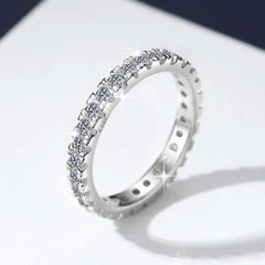 Nhẫn ESME ESJZ024 Kim Cương Đá Moissanite Bạc 925 Xi Kim 5 lớp
