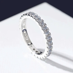 Nhẫn ESME ESJZ024 Kim Cương Đá Moissanite Bạc 925 Xi Kim 5 lớp
