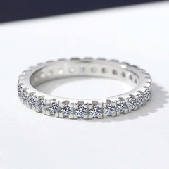 Nhẫn ESME ESJZ024 Kim Cương Đá Moissanite Bạc 925 Xi Kim 5 lớp