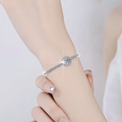 Vòng Tay ESME ESSL007 Kim Cương Đá Moissanite Bạc 925 Xi Kim 5 lớp