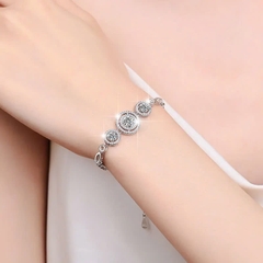 Vòng Tay ESME ESSL015 Kim Cương Đá Moissanite Bạc 925 Xi Kim 5 lớp