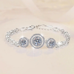 Vòng Tay ESME ESSL015 Kim Cương Đá Moissanite Bạc 925 Xi Kim 5 lớp