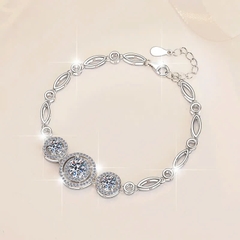 Vòng Tay ESME ESSL015 Kim Cương Đá Moissanite Bạc 925 Xi Kim 5 lớp