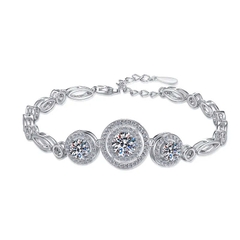 Vòng Tay ESME ESSL015 Kim Cương Đá Moissanite Bạc 925 Xi Kim 5 lớp