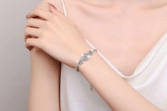 Vòng Tay ESME ESSL015 Kim Cương Đá Moissanite Bạc 925 Xi Kim 5 lớp