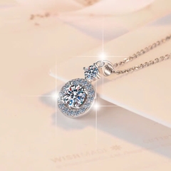 Dây Chuyền ESME ESHK022 Kim Cương Đá Moissanite Bạc 925 Xi Kim 5 lớp
