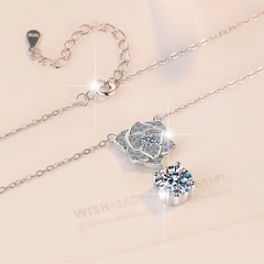 Dây Chuyền ESME ESHK034 Kim Cương Đá Moissanite Bạc 925 Xi Kim 5 lớp