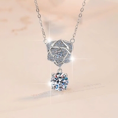 Dây Chuyền ESME ESHK034 Kim Cương Đá Moissanite Bạc 925 Xi Kim 5 lớp