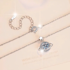 Dây Chuyền ESME ESHK077 Kim Cương Đá Moissanite Bạc 925 Xi Kim 5 lớp