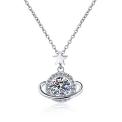 Dây Chuyền ESME ESHK077 Kim Cương Đá Moissanite Bạc 925 Xi Kim 5 lớp