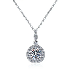 Dây Chuyền ESME ESHK070 Kim Cương Đá Moissanite Bạc 925 Xi Kim 5 lớp