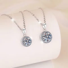 Dây Chuyền ESME ESHK060 Kim Cương Đá Moissanite Bạc 925 Xi Kim 5 lớp